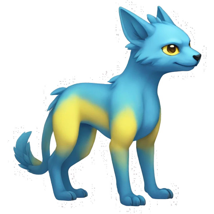 Cute cool blue yellow animal hybrid Fakemon full body emoji