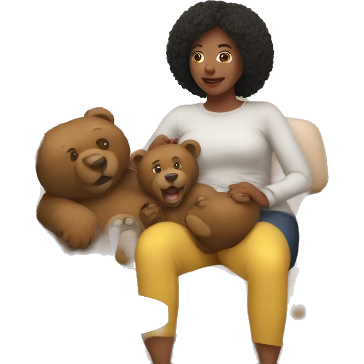 Bears around a woman on the couch  emoji