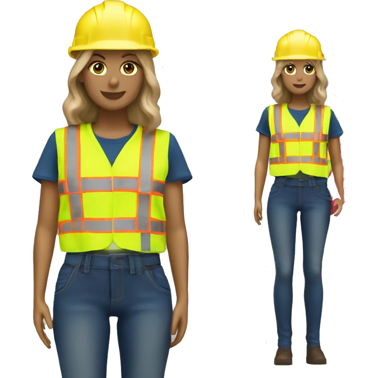 Taylor Swift is a construction worker wearing a patriotic dress with a neon yellow safety vest over the dress. she also has a hard hat and a patriotic patch on the vest.  emoji