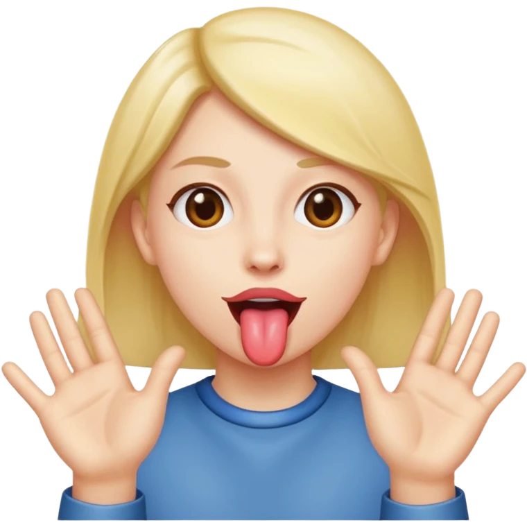 Tounge out with hands to the side emoji