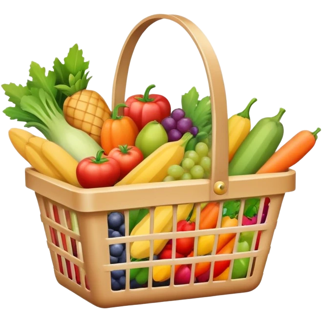 shopping basket full of groceries emoji