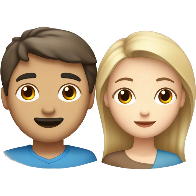 un homme allemand blond au yeux bleu et une femme chinoise brune au yeux marrons clair qui se mari emoji