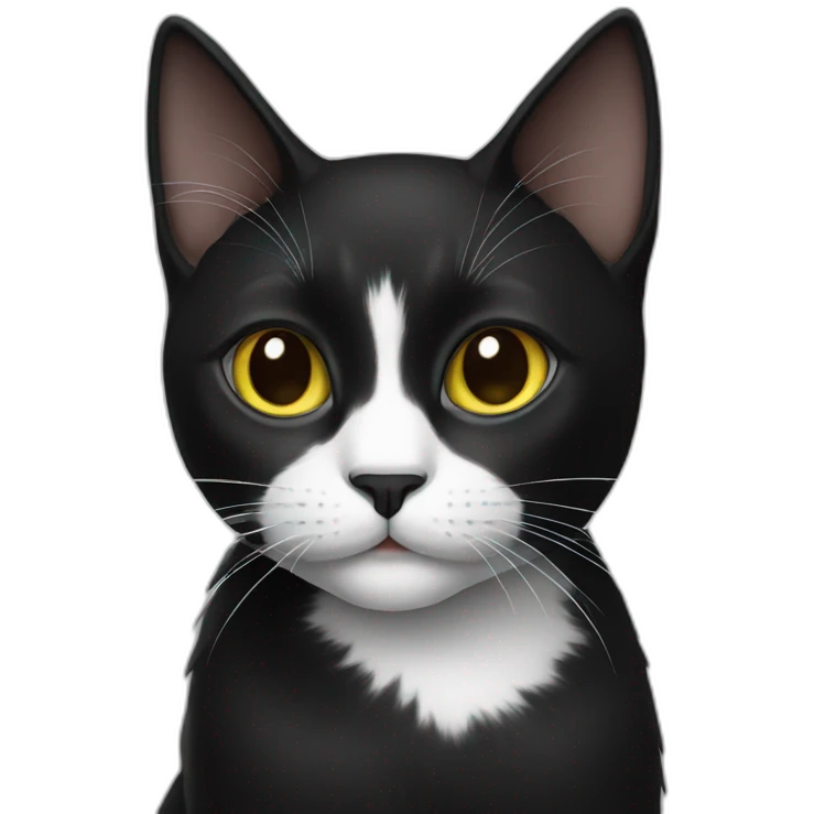 black cat with white emoji