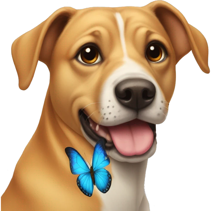 Dog with butterflie on a nose emoji
