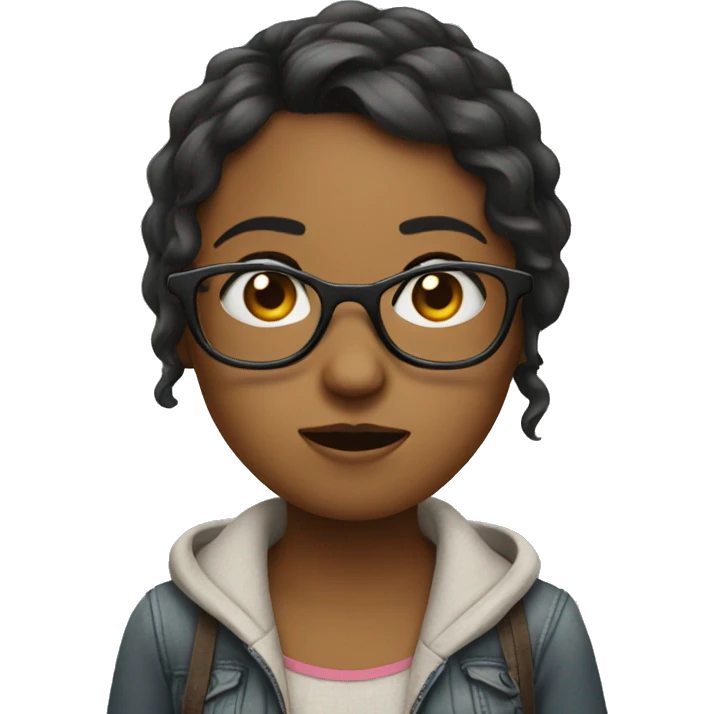 Girl shrugging with glasses emoji