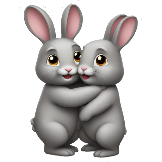 Bunnies hugging emoji