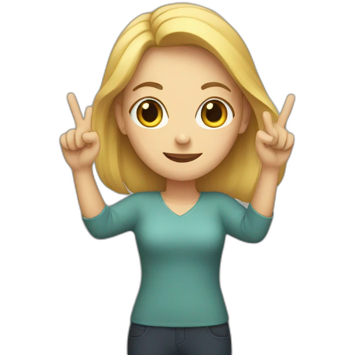 white woman ups two fingers emoji