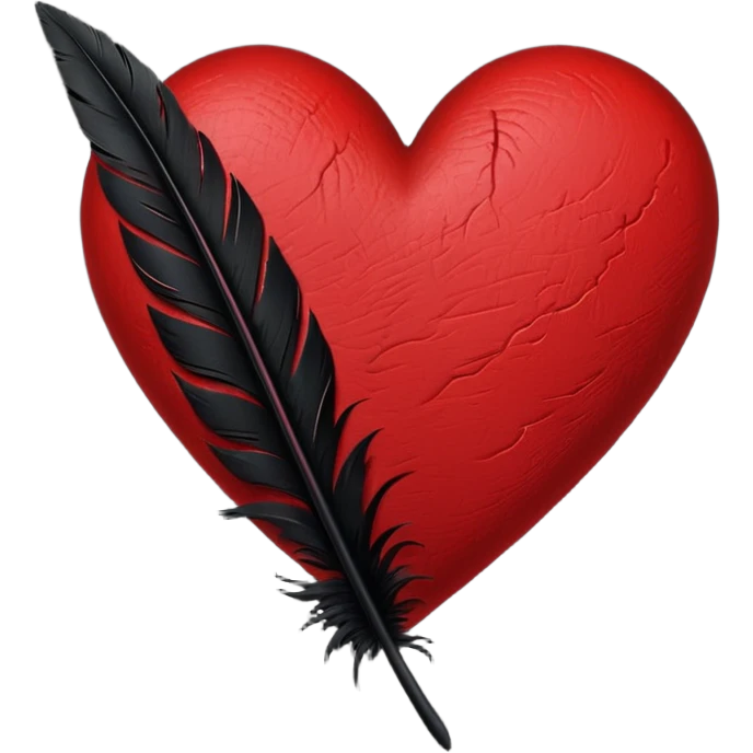 emo heart with a single black feather emoji