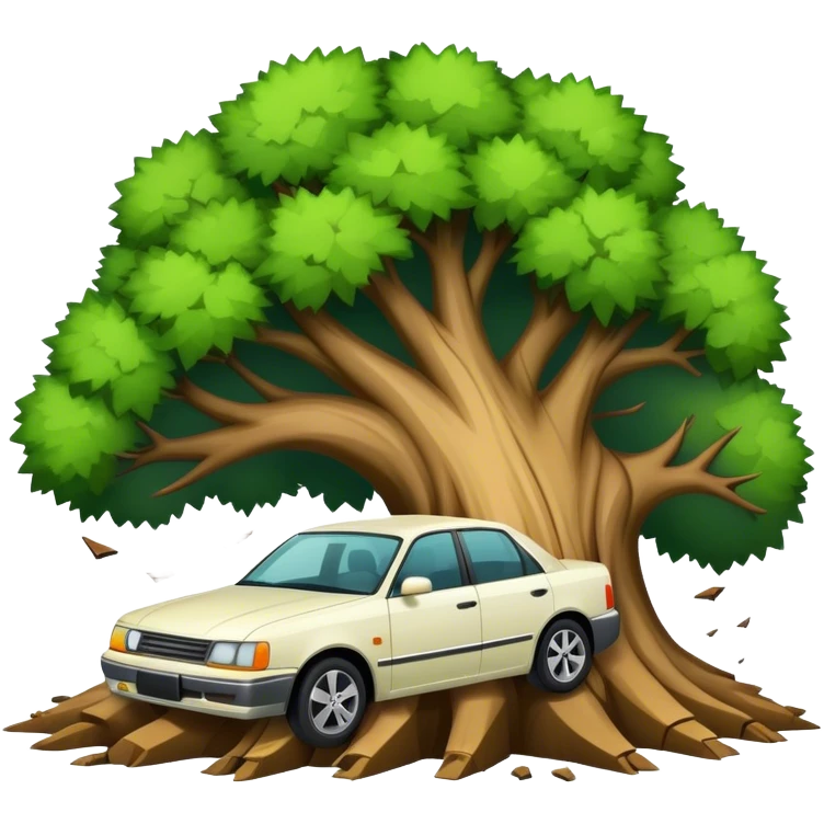 car getting crushed by tree emoji