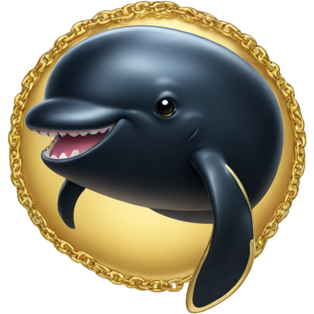 Black whale wearing gold necklace emoji