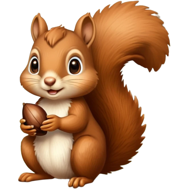 charming squirrel with cute eyes holding an acorn emoji