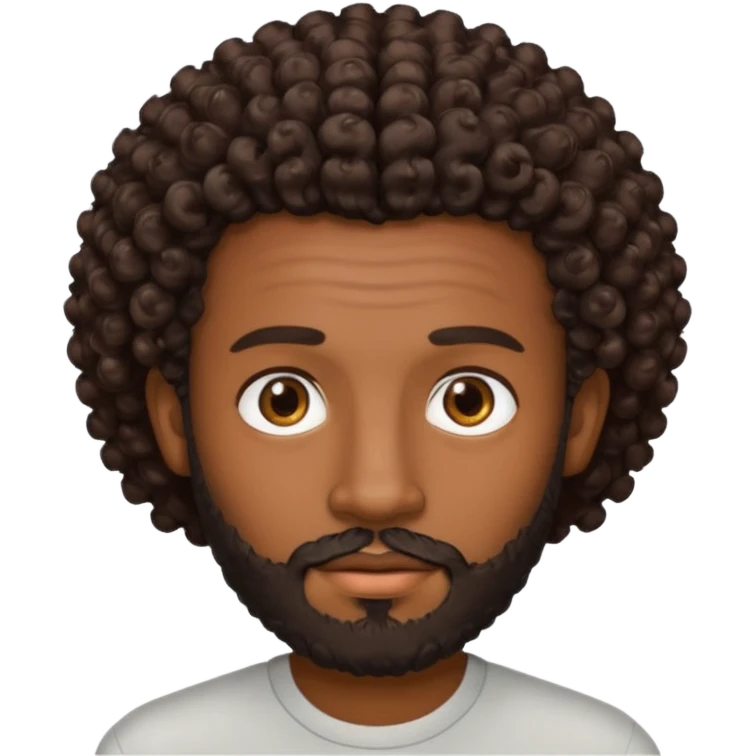 Dark brown skin man with a light beard and a curly   fade haircut with dark brown eyes emoji