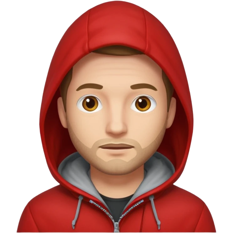 Man in red coat, hood up emoji