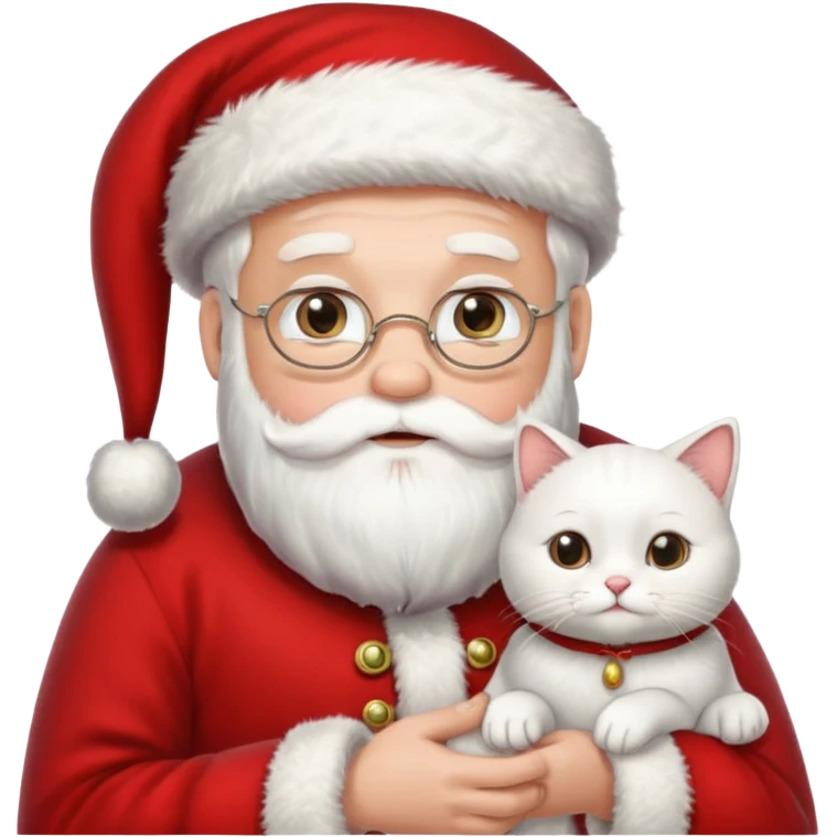 papanoel con gato blanco emoji