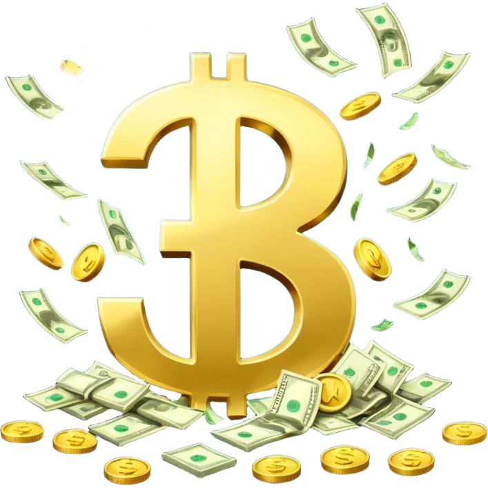 Letters A A C with money falling around it emoji