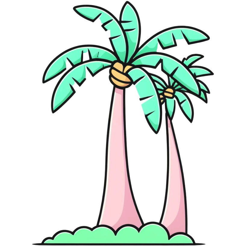 palm tree with pastel pink trunk and pastel green leaves emoji