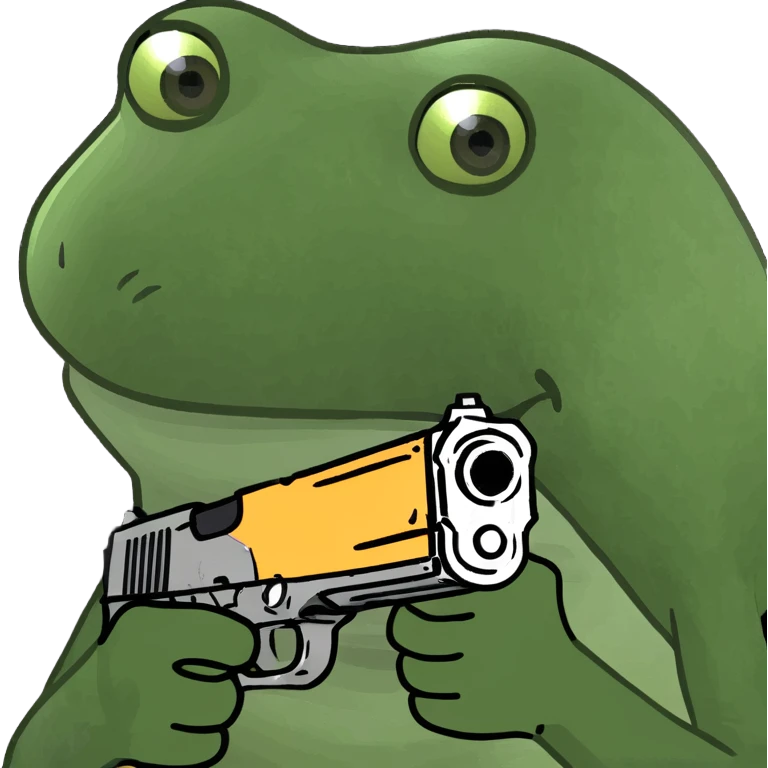 Frog with a gun emoji