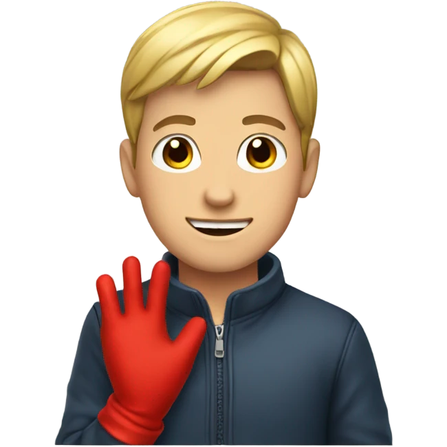 Boy wearing red gloves emoji