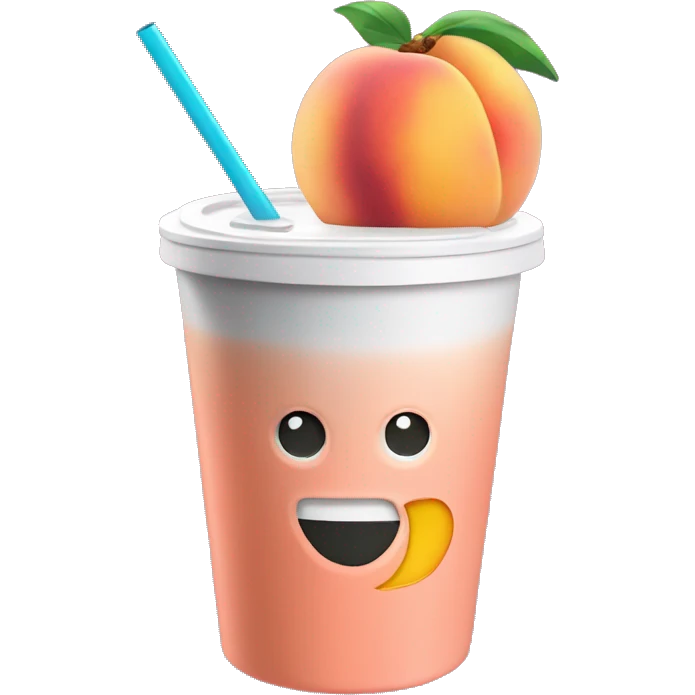 Peach redbull in a cup with a lid and a straw emoji
