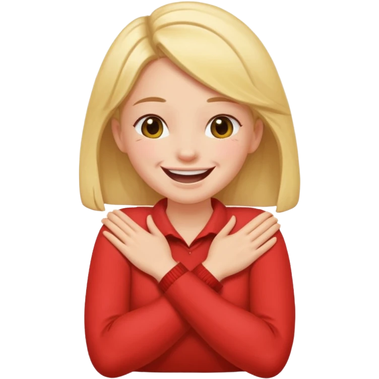 girl with her arms crossed holding her neck laughing  emoji