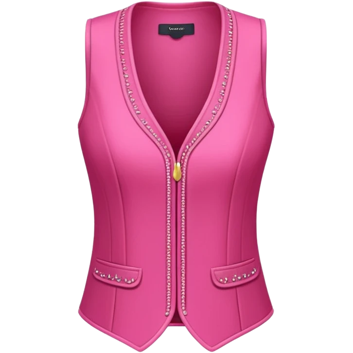 a stylish women’s vest, sleeveless, elegant and decorative design, in a bright pink color with small cute details, feminine and fancy look, no background, ONLY VEST emoji