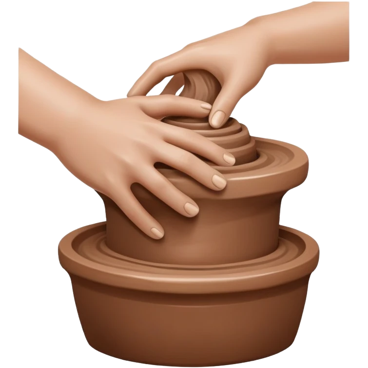 hand doing palm hug on mound of clay on silver pottery wheel emoji
