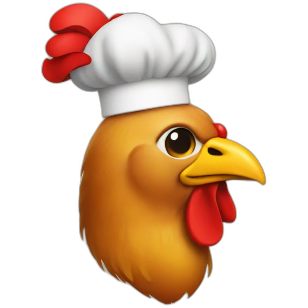 chicken with a red chef's hat  emoji