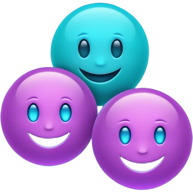emoji icon of three glowing orbs connected by light beams forming unity, neon purple and cyan lights, dark futuristic background, 1:1

 emoji