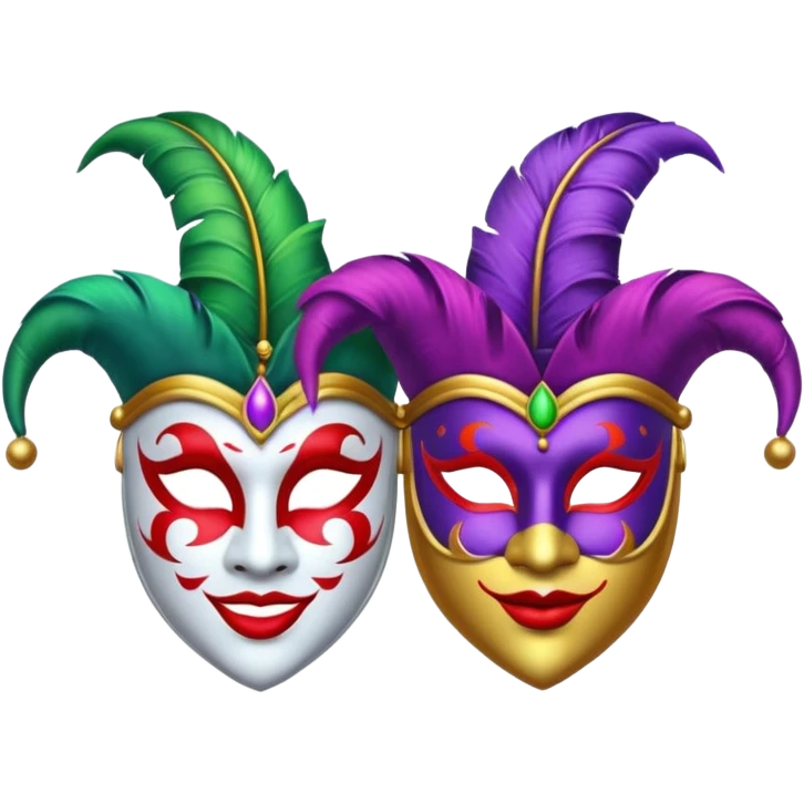 2 jesters masks for mardi gras emoji