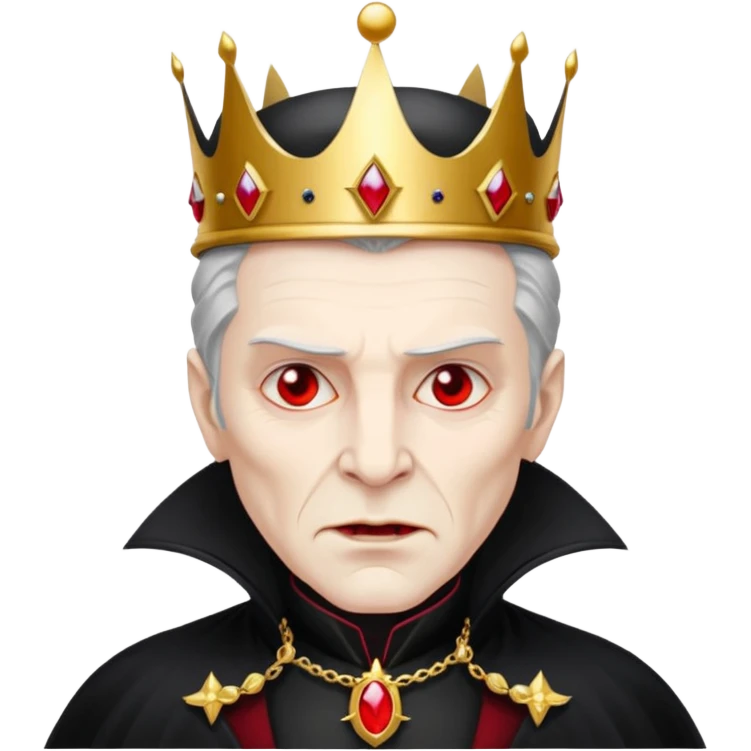 Vampire King, Elder vampire in royal black coat, wearing a crown, red eyes.
 emoji