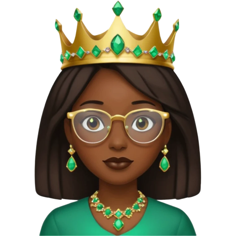 black queen with glassess and crown emoji
