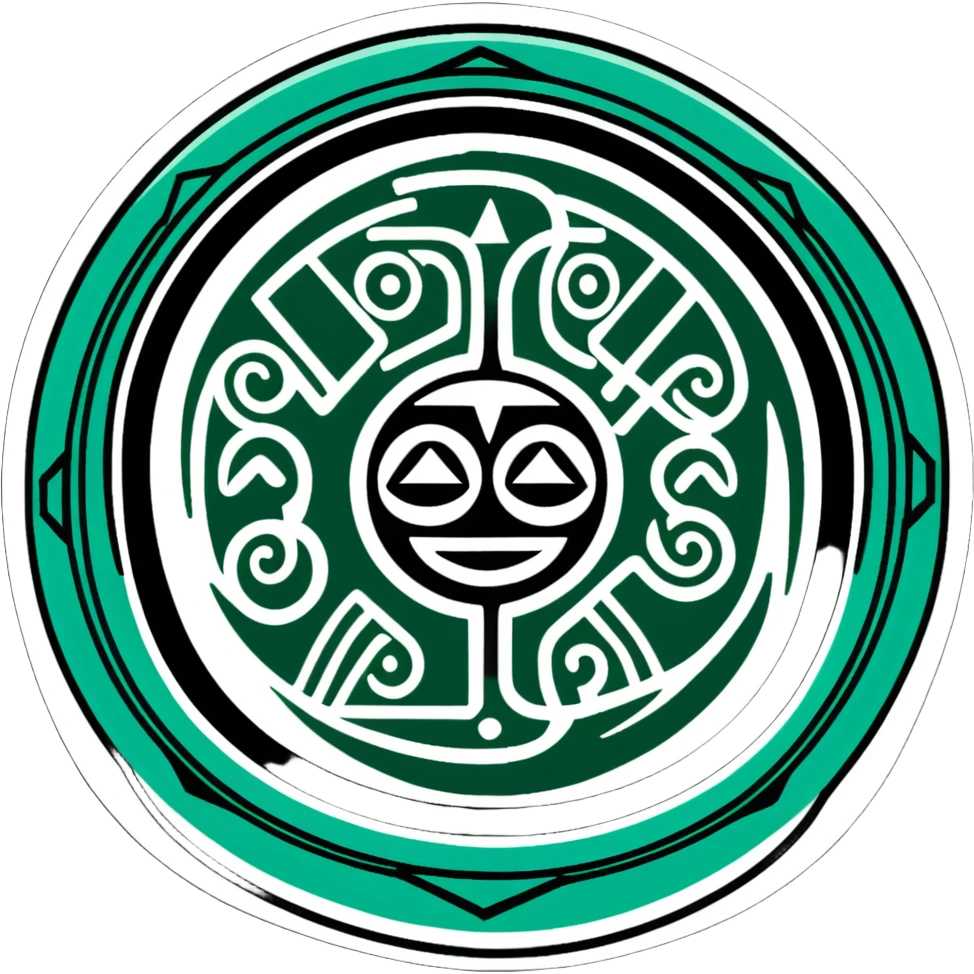 Perfect geometric Maya glyph for message received, absolutely precise shapes, ONLY white and dark green color, hieroglyphic style emoji
