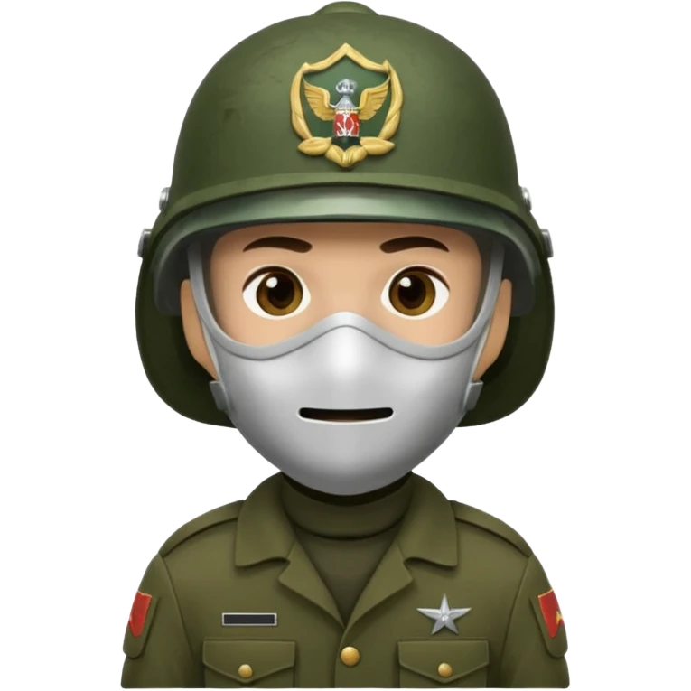 soldier with helmet and wearing mask in dark green emoji