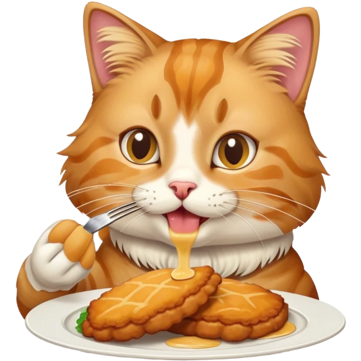 cat eating schnitzel  emoji