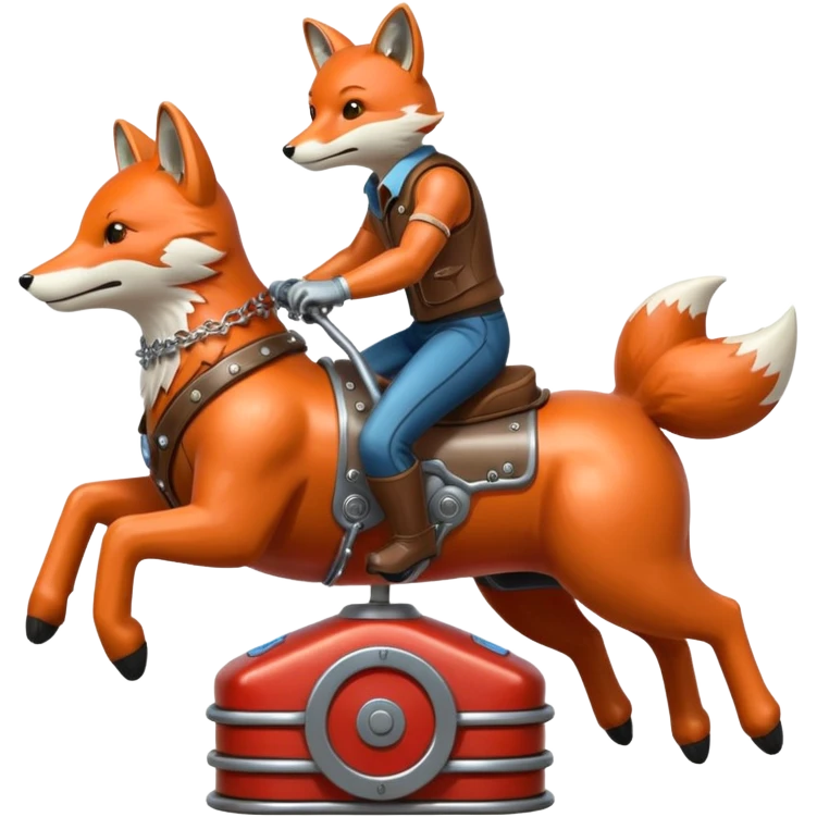 Humanoid fox riding a mechanical bull emoji
