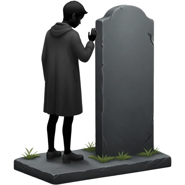 a silhouette of a person shadowing a gravestone emoji