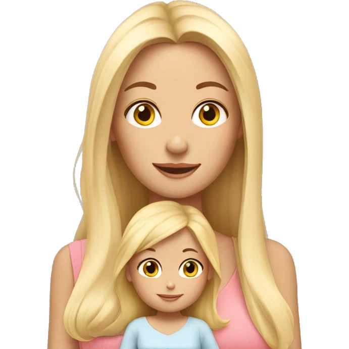 long hair blonde mother with 2 female babies emoji