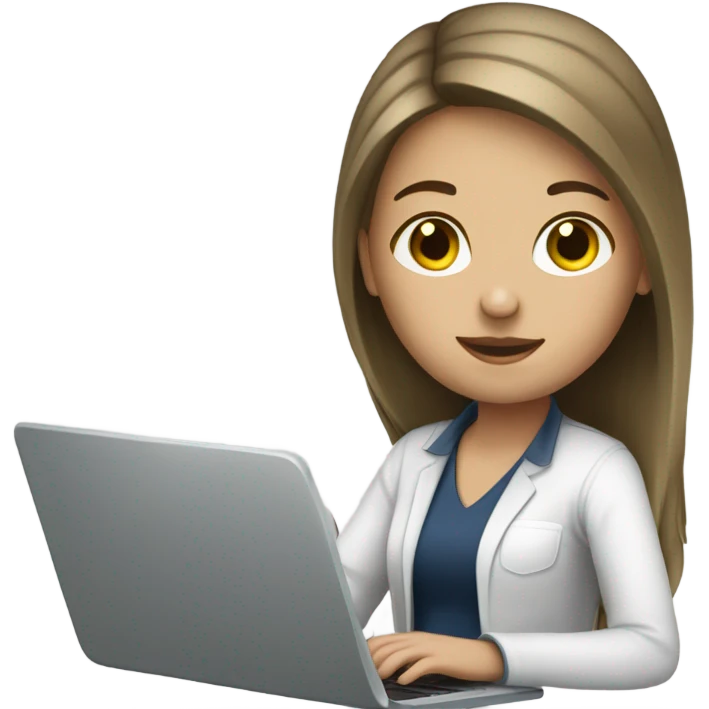 White girl working with lap top emoji