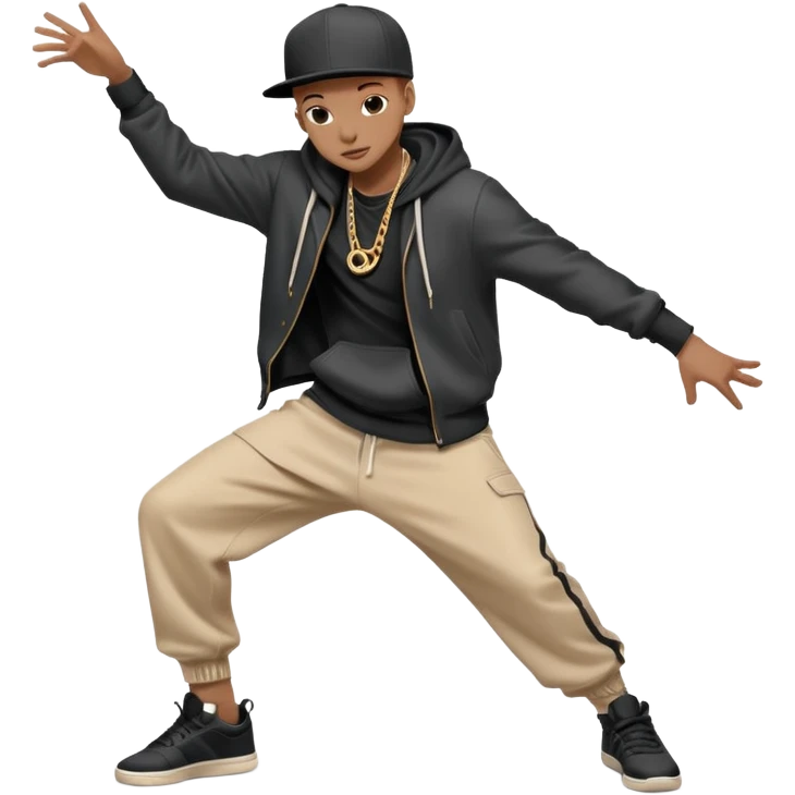танцор  хип-хоп «Объемная минималистичная иконка с танцором в динамичной позе, четкие контуры, мягкие тени, минимум деталей». emoji