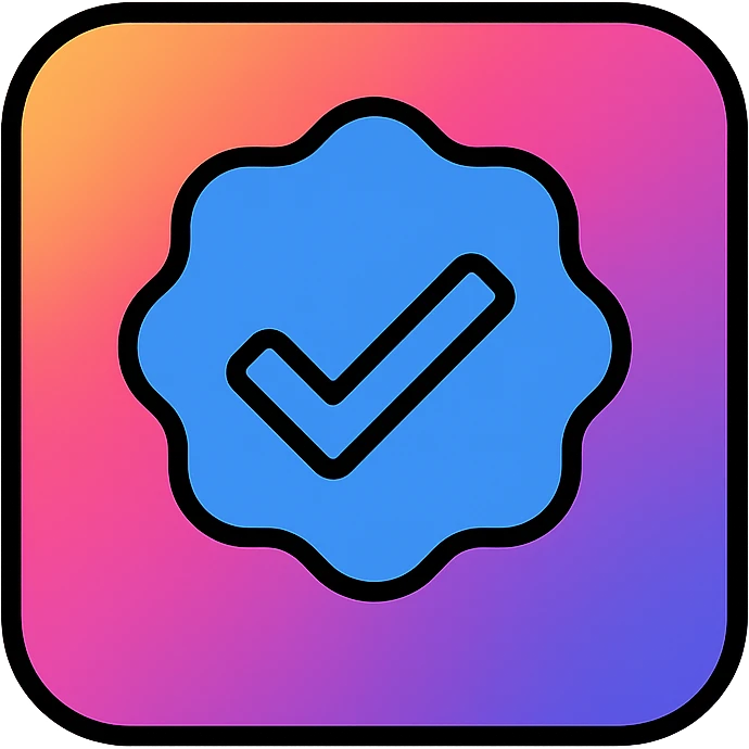 Instagram-style blue tick icon, rounded edges, vibrant colors, app icon look, minimal, bold, clean and modern, simple and recognizable emoji