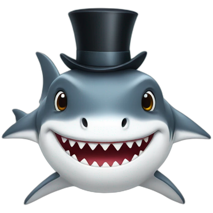 Shark with a top hat emoji