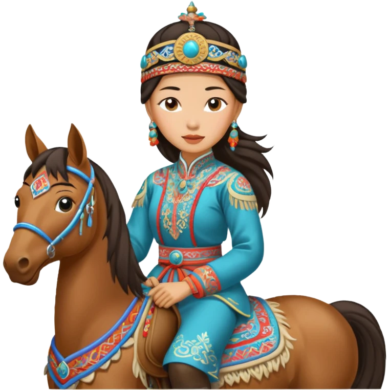 mongolian woman on horse emoji
