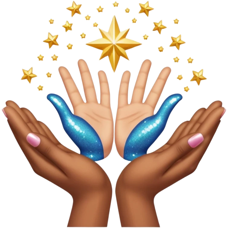 Ανοιχτα χερια με γκλιτερ γραφει συμβολισμος emoji