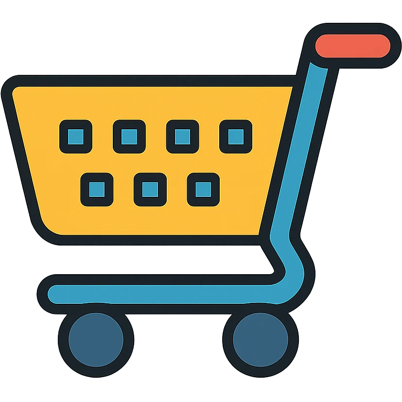 A colorful shopping cart icon for e-commerce emoji
