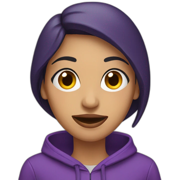 Armenian Woman  with purple hoodie and with a snake tongue emoji