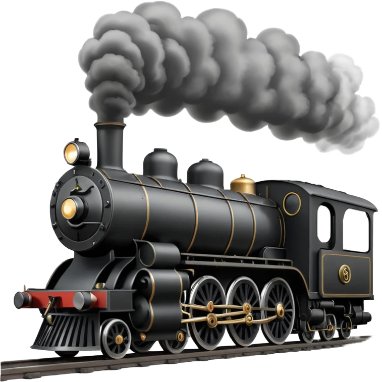 an old-fashion steam train seen head-on as it moves down the tracks emoji