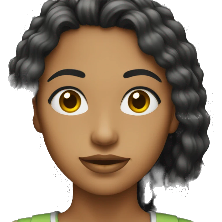 mujer pelo negro trsite emoji