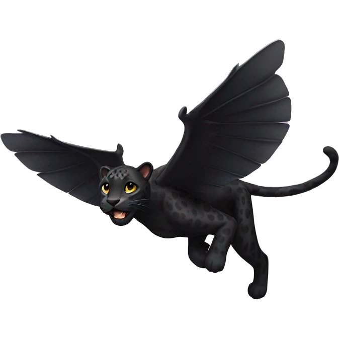 winged black leopard flying emoji