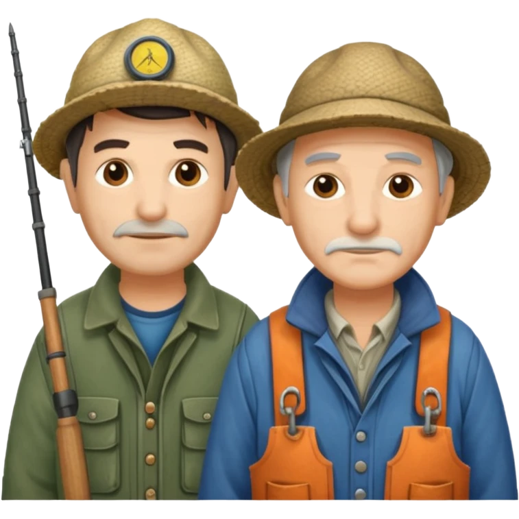 2 pescadores uno mayor y el otro joven, piel clara y pelo oscuro emoji