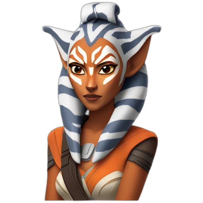 Sexy Ahsoka Tano posing (portrait, front facing, Apple iOS 17 style) (small horns) emoji